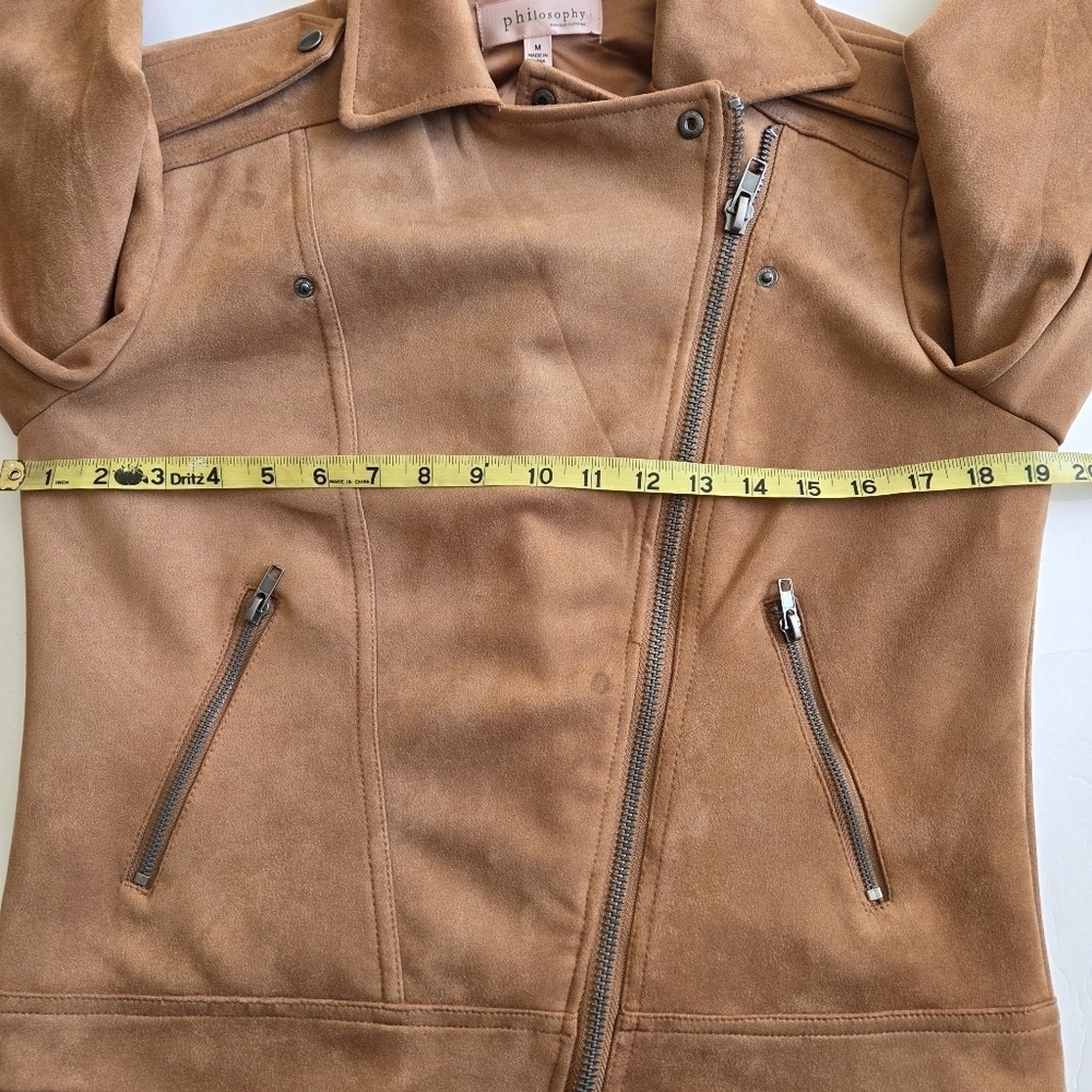 Tan Suede Anthropologie Women's Moto Jacket - Picture 6 of 10